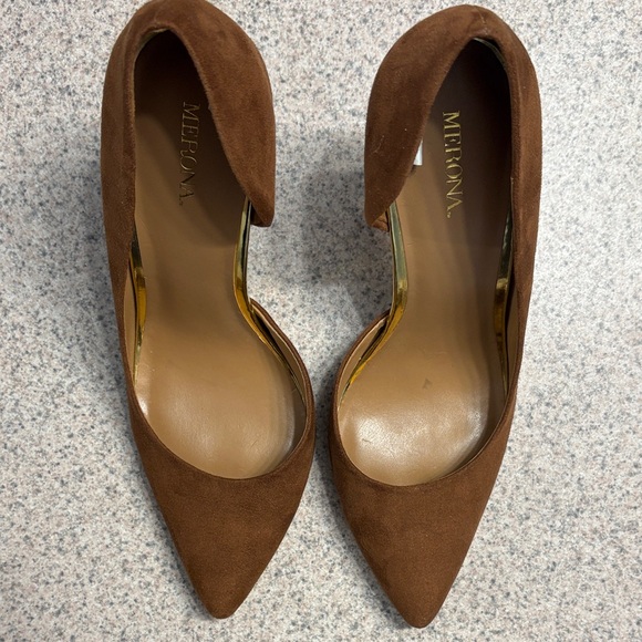 Merona Elegant Brown Suede Heels - Picture 2 of 5